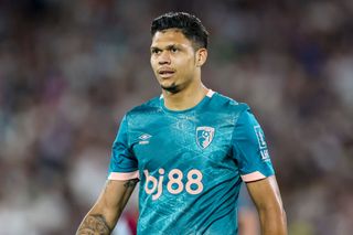 LONDON, ENGLAND - AUGUST 28: Evanilson of Bournemouth during the Carabao Cup Second Round match between West Ham United and AFC Bournemouth at London Stadium on August 28, 2024 in London, England. (Photo by Robin Jones - AFC Bournemouth/AFC Bournemouth via Getty Images)