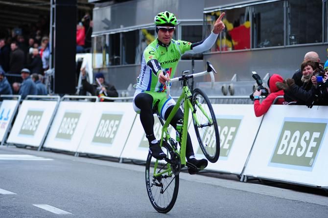 Peter Sagan (Cannondale) celebrates as only he can do