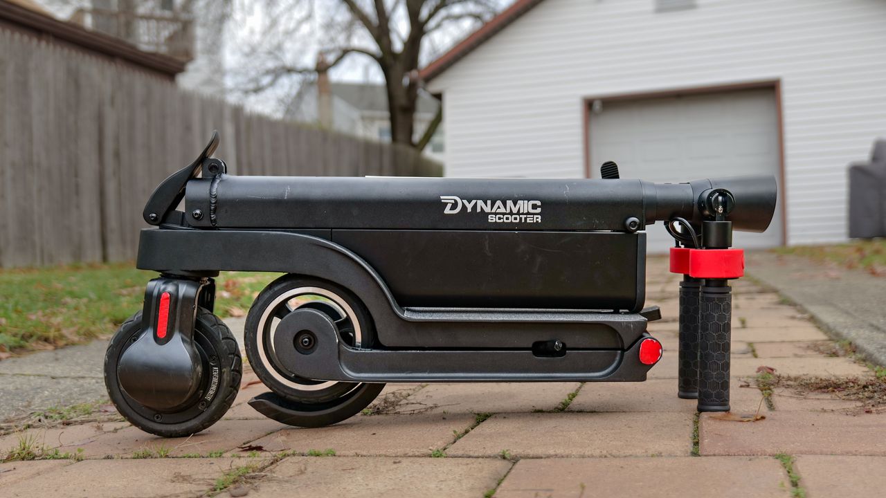 Dynamic Scooter Model B folding scooter fits in backpack.