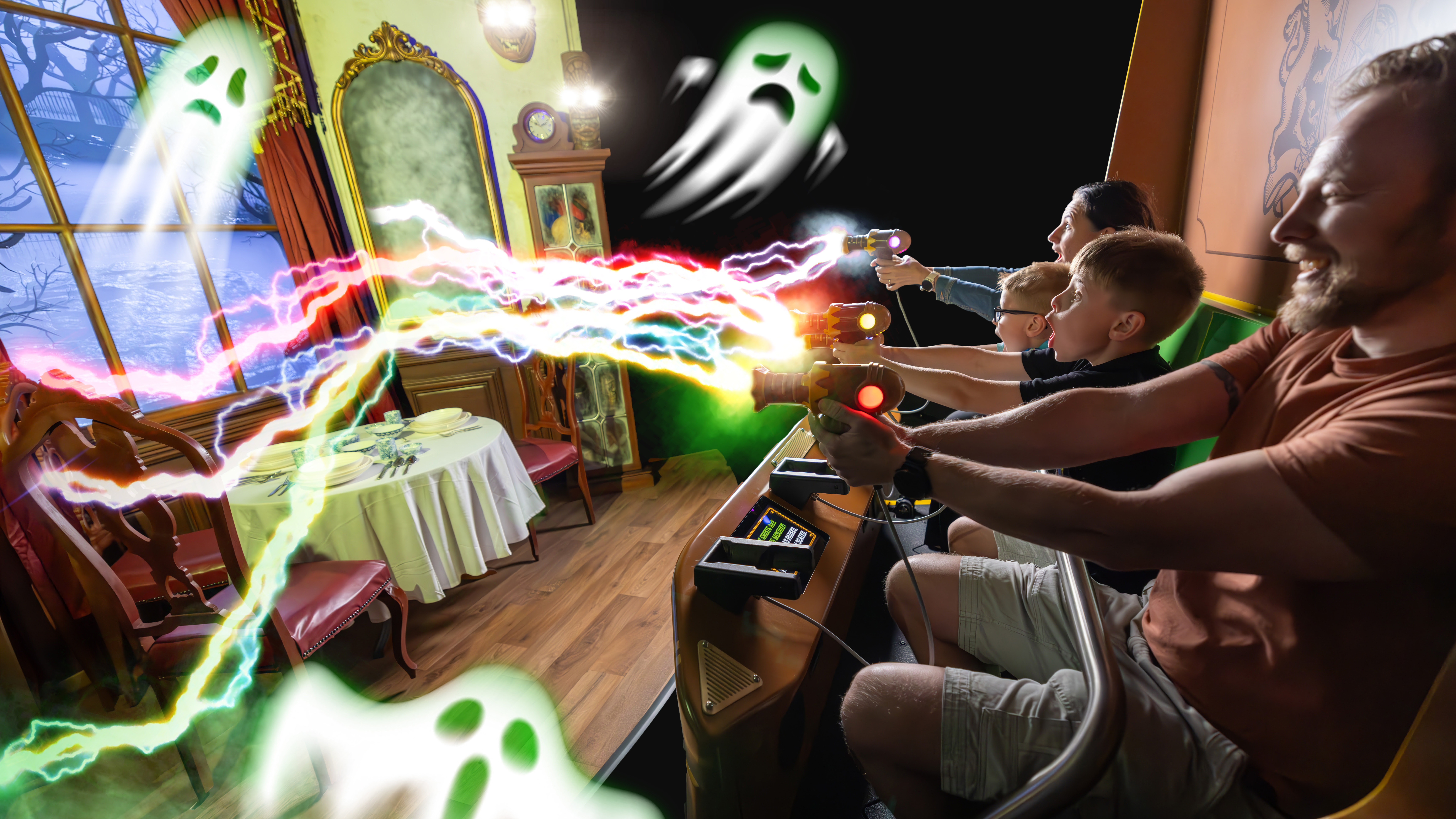 Guests capture ghosts with on-board Phantom Phasers