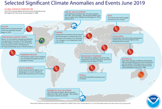 Notable climate events around the world in June 2019, according to NOAA.