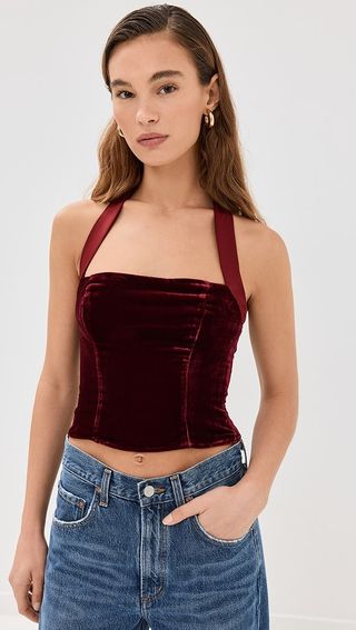 Reformation Malika Velvet Top