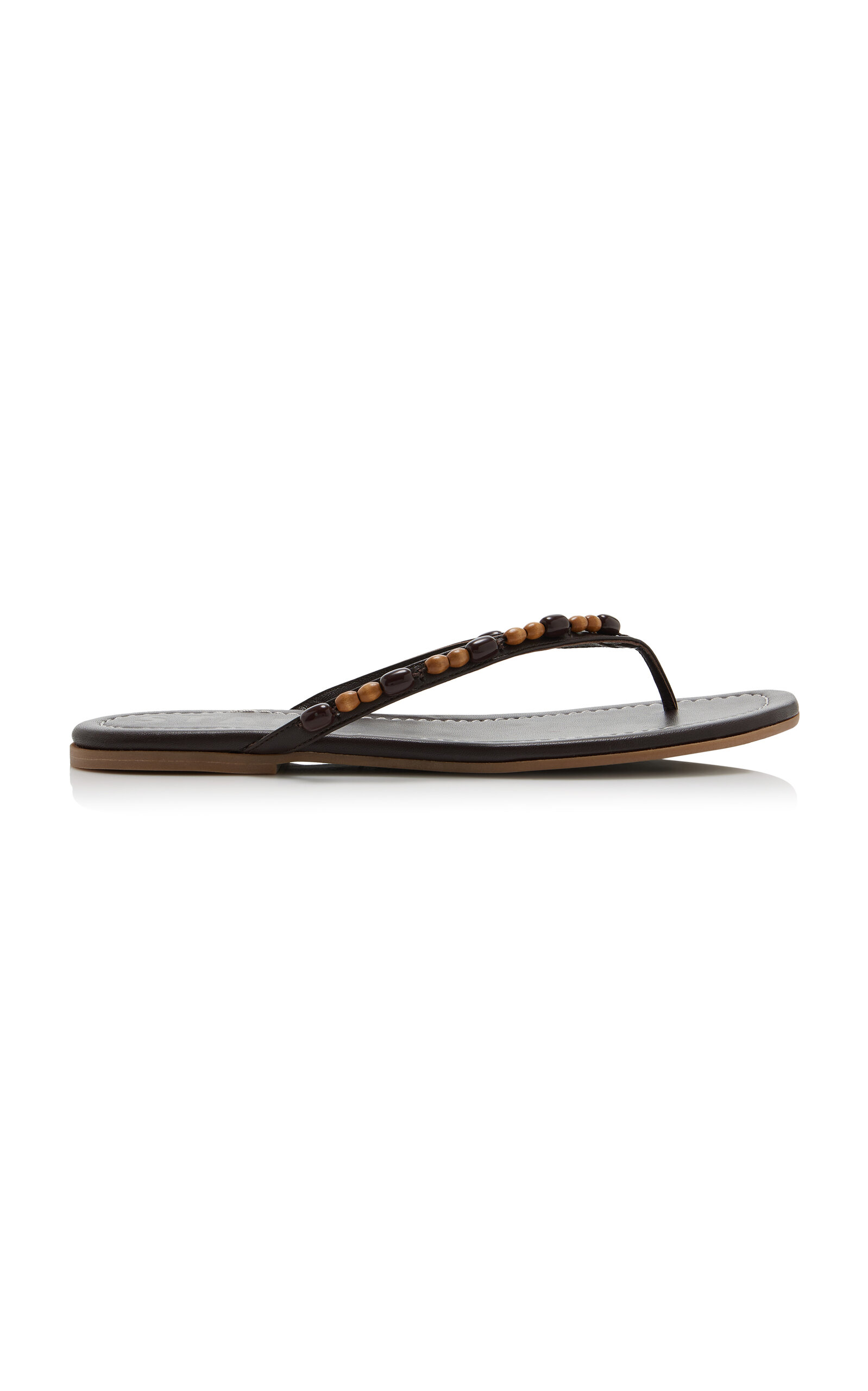 Freja Beaded Leather Thong Sandals