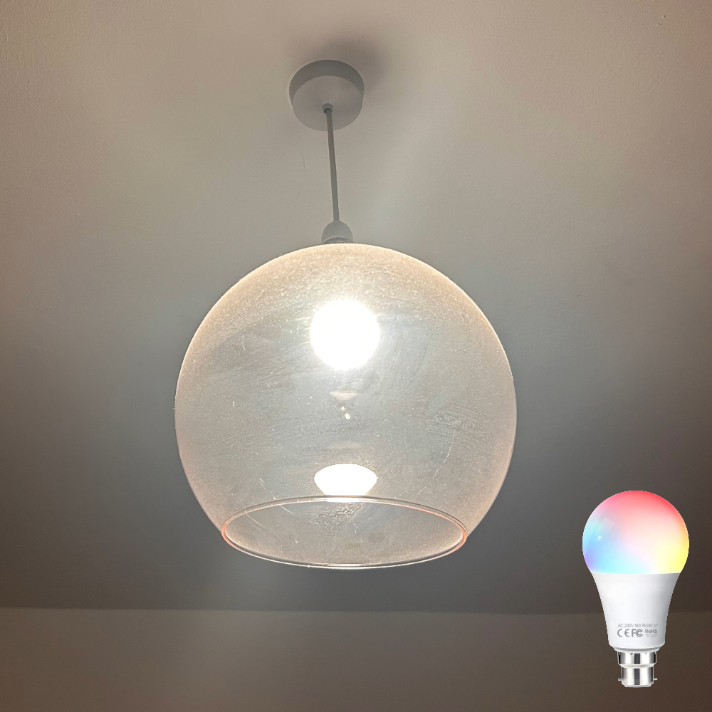 Fitop Smart Bulb, one of the bed LED bulbs, in Megan's living room showing red