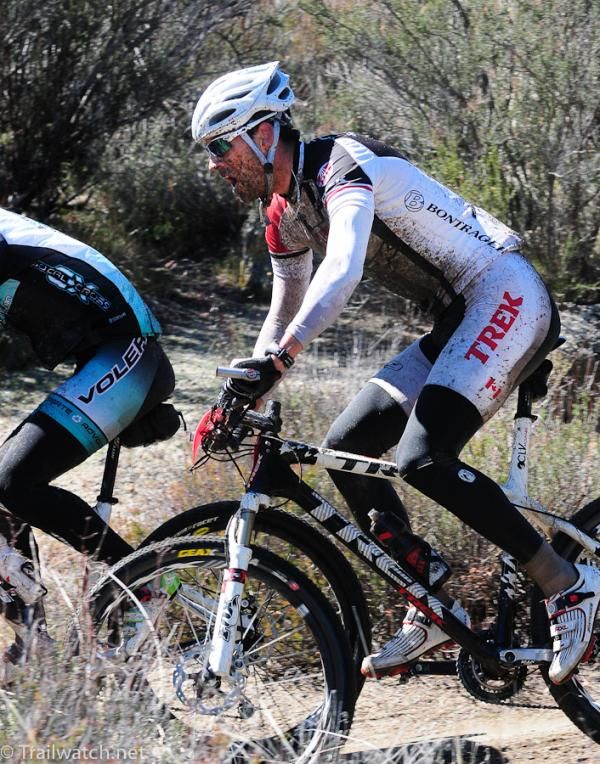 Adam Morka (Trek Canada) constantly has to deal with lap traffic in the five-lap race