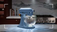 KitchenAid Luminaire Design Series Stand Mixer on the marble counter in a kitchen
