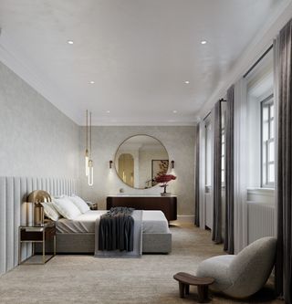 An indicative CGI of the bedroom at Trent Park House