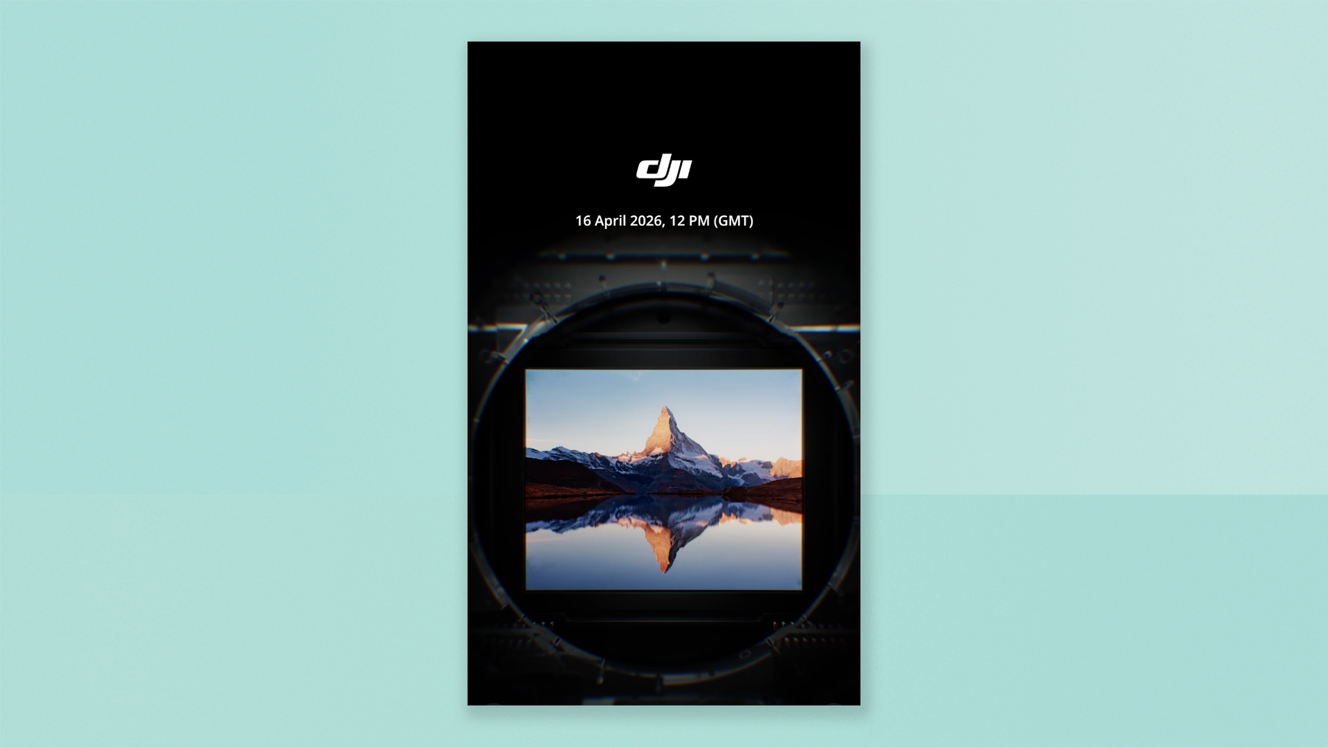 DJI social media post screenshot on coloured background