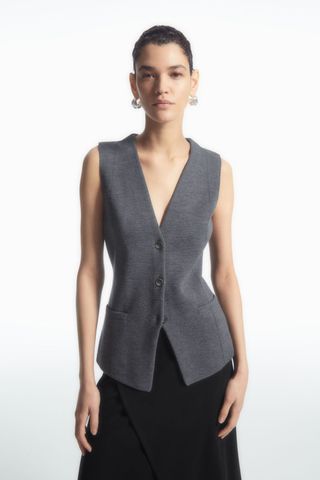 Longline Knitted Wool Vest