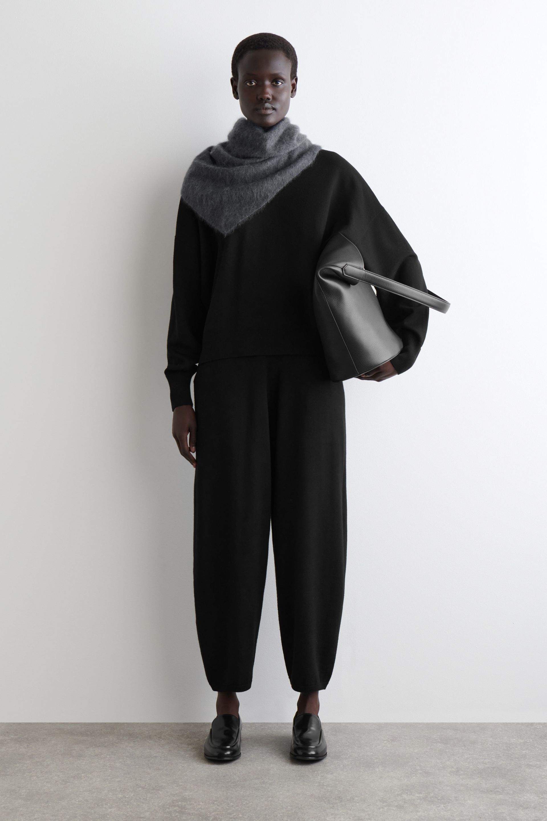 Merino Wool Barrel-Leg Pants