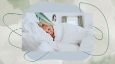 collage with image of woman sleeping on side in bed