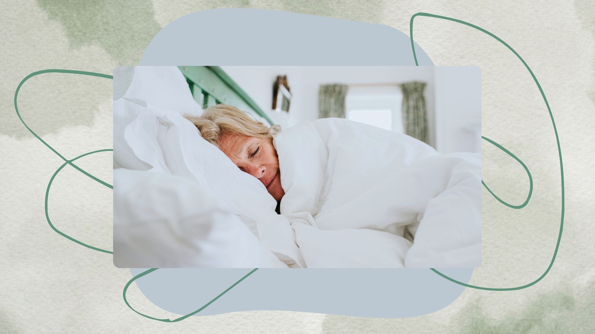 collage with image of woman sleeping on side in bed