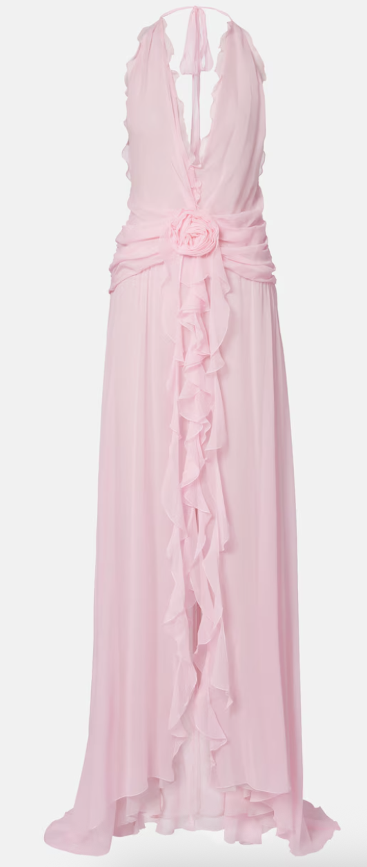 Blumarine, Ruffled Silk Georgette Maxi Dress
