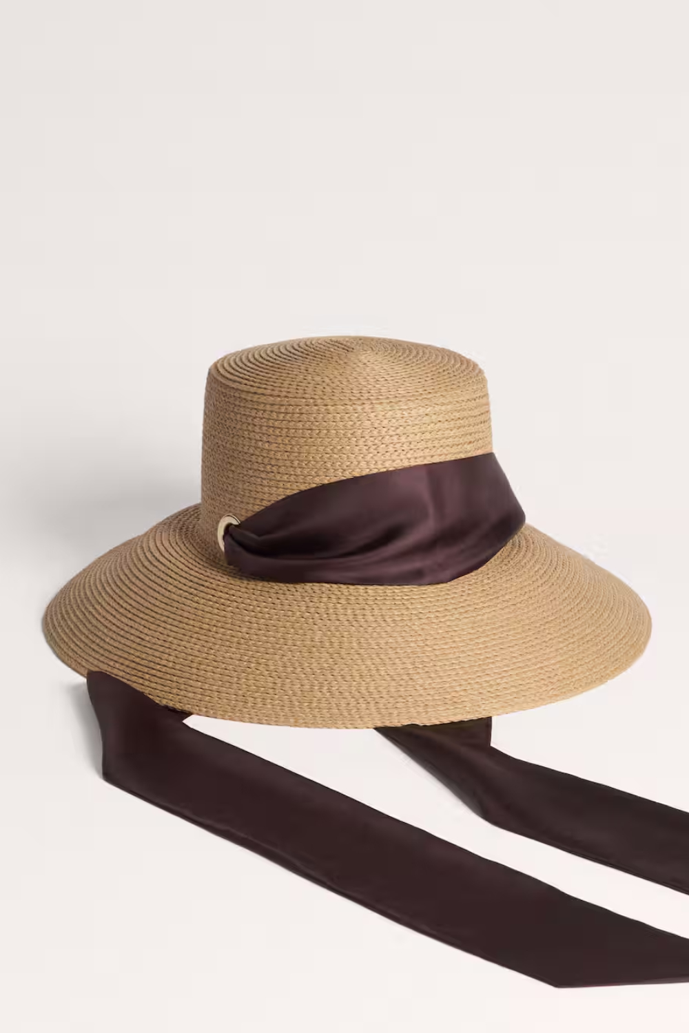 Wide Brim Hat Paper Braid + Silk Tie