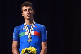 Adriano Malori (Italy) stands in second place on the podium at Worlds