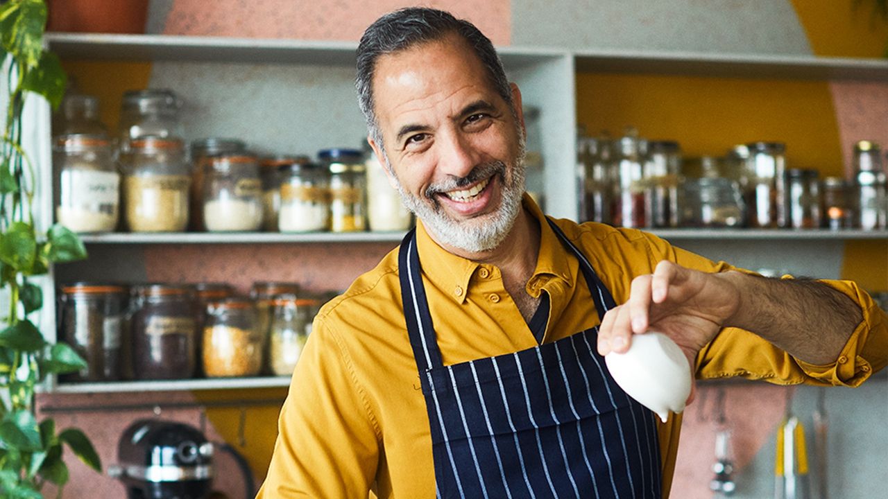 Yotam Ottolenghi at work in the kitchen