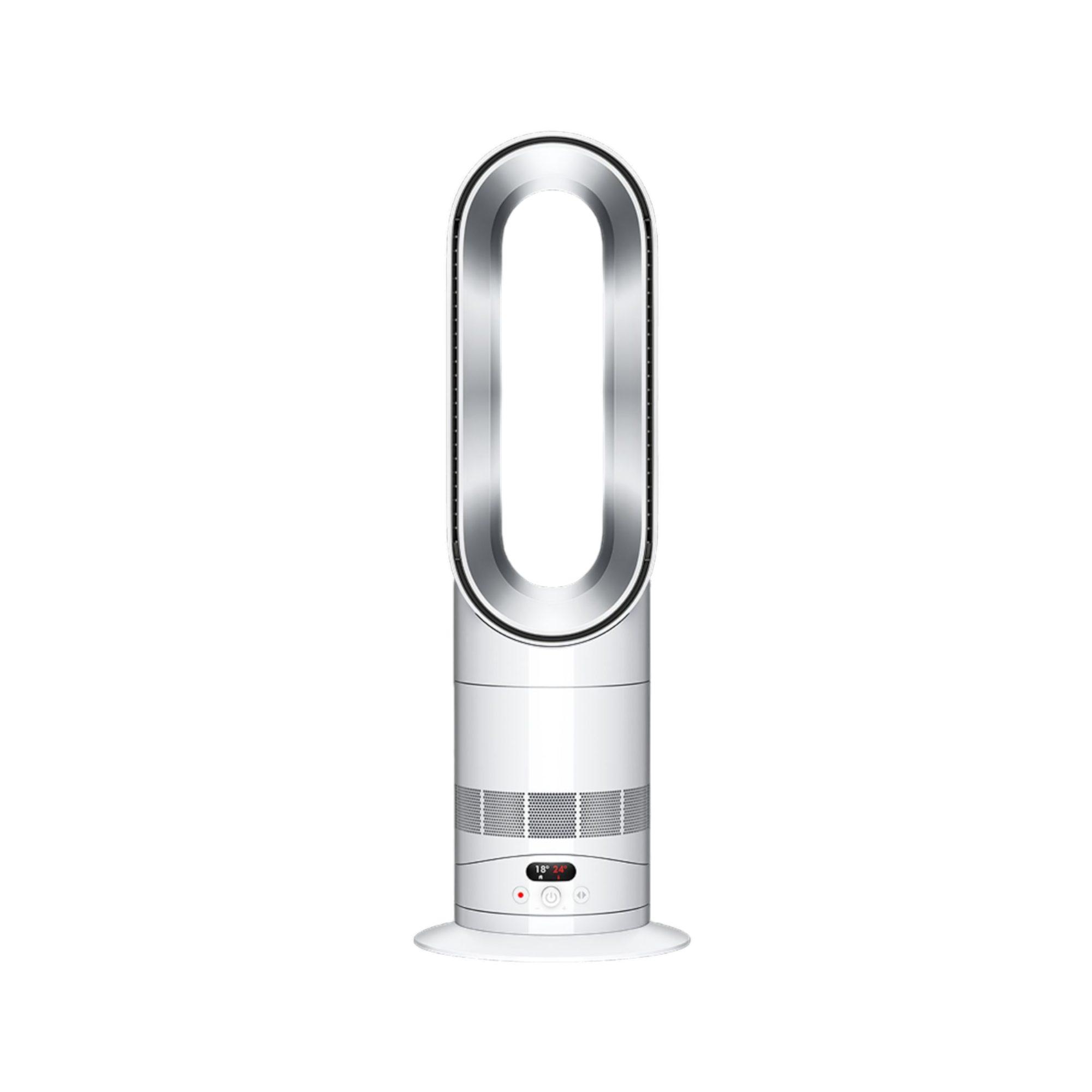 dyson hot+cool pre heat heater and cooling fan on a white background