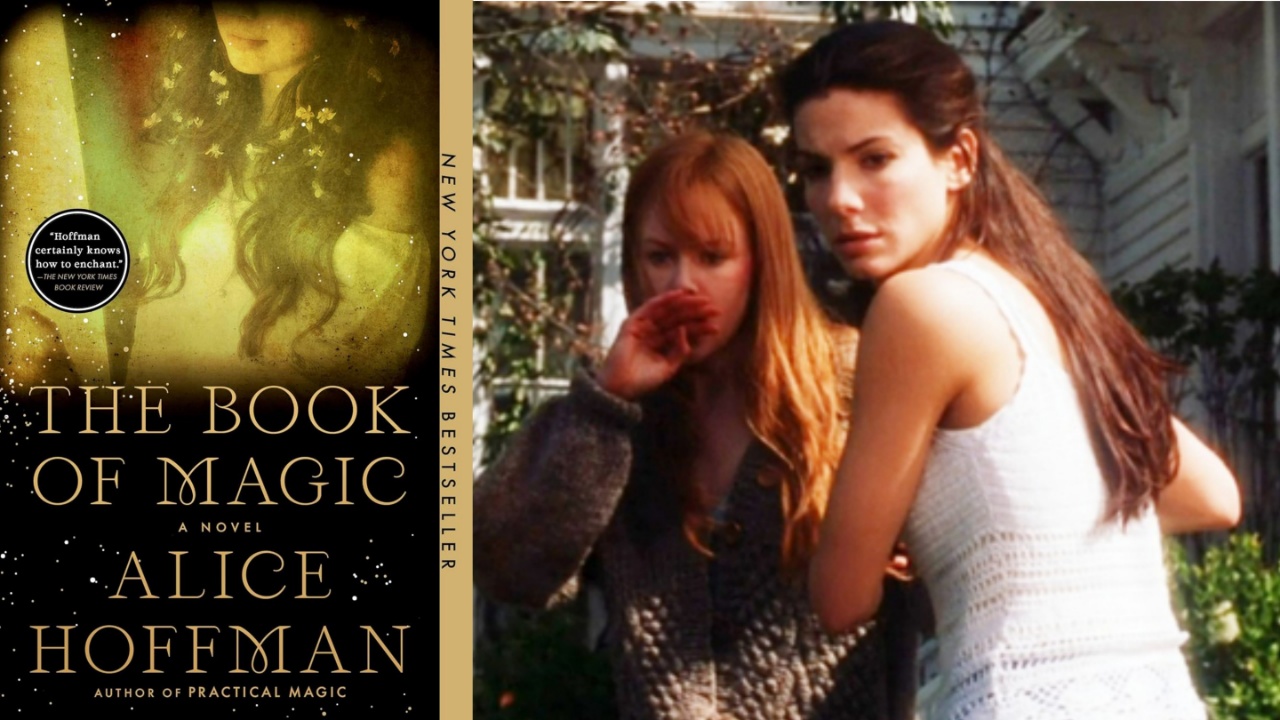 Practical Magic sequel book cover and Sandra Bullock and Nicole Kidman in original movie