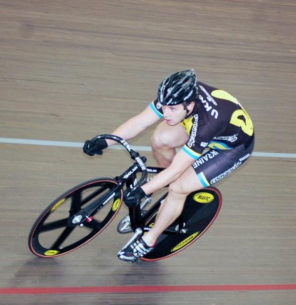 Andrii Vynokurov (Ukraine) in action during the men's keirin.