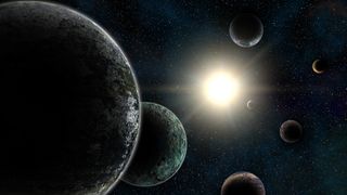 an illustration of many exoplanets