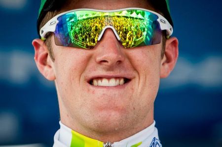 Luke Durbridge (Orica GreenEdge) takes the best young rider jersey.