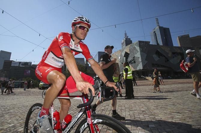 Will Clarke in Federation Square prior to the stage