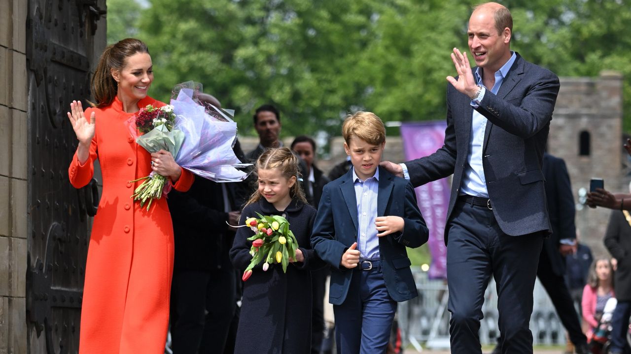 Prince William and Kate Middleton&#039;s chore for Prince George revealed, seen here along with Princess Charlotte visiting Cardiff Castle