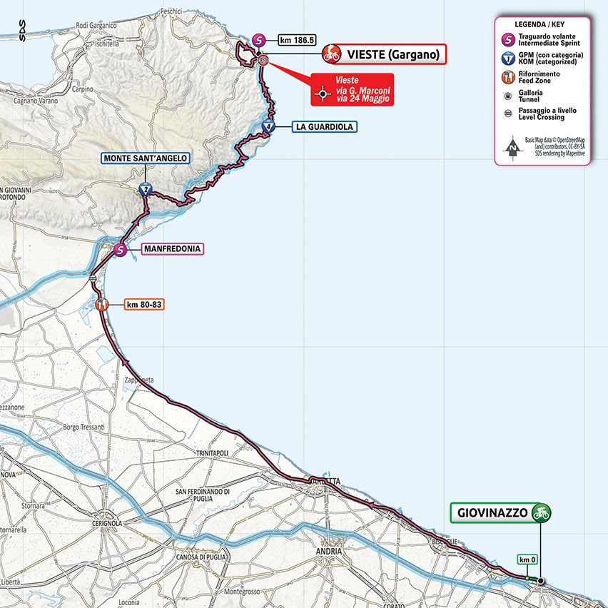 2020 Giro d'Italia stage 8 map