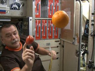Mikhail Tyurin Plays With Food on ISS 