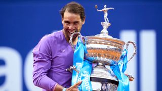 Spanish tennis star Rafael Nadal celebrates his win at the Barcelona Open