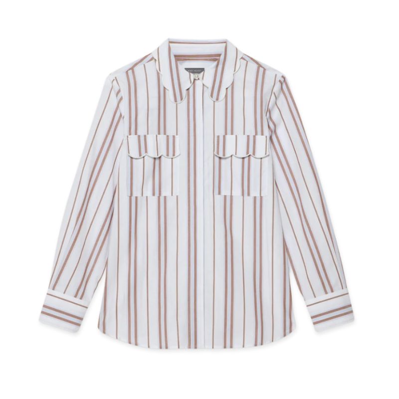 A stripe shirt with a scallop collar by Mint Velvet