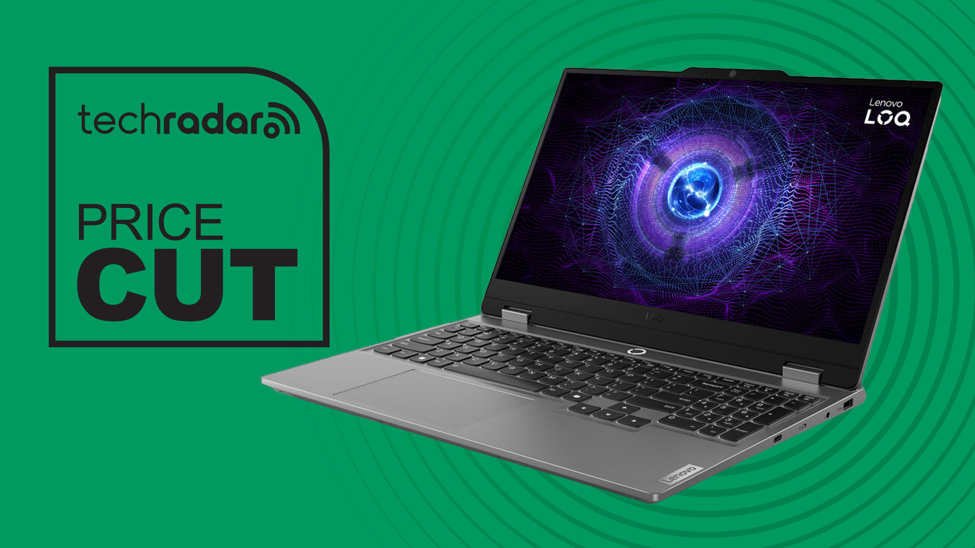 A Lenovo gaming laptop against a green TechRadar background