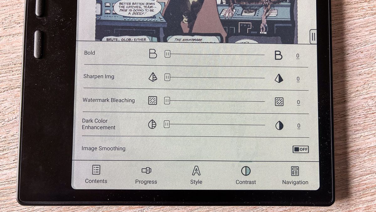 Style options for comics and graphic novels on the Boox Go Color 7 Gen II