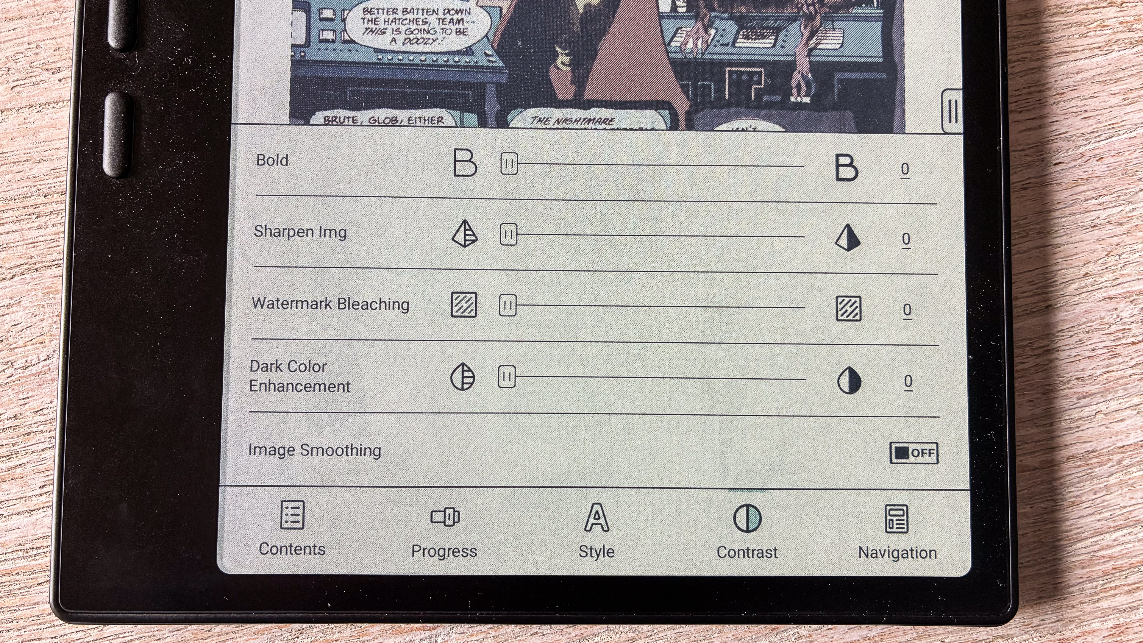 Style options for comics and graphic novels on the Boox Go Color 7 Gen II