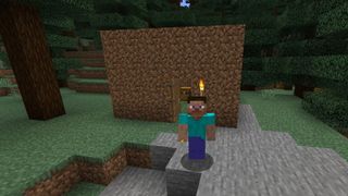 Minecraft house - Steve proudly standing in front of his fresh dirt hovel