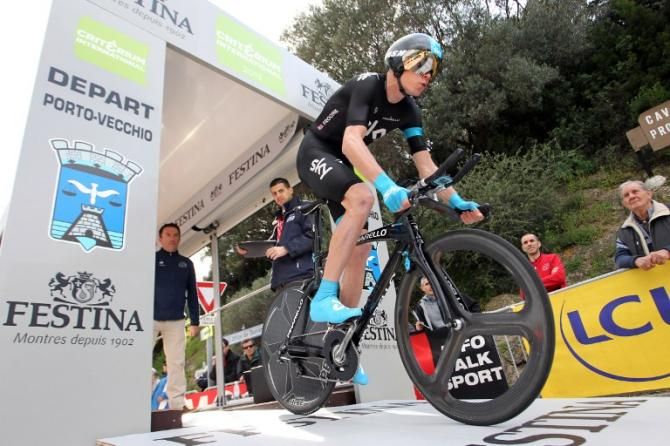 Chris Froome (Sky) heads out on his ride, which would become the fastest so far, but that did not hold