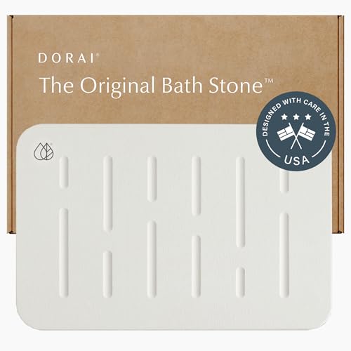Dorai Home Bath Stone Mat 23.6"x15.4" &amp;ndash; Luxury Diatomite Stone Mat, Quick-Dry, Non-Slip, Rain Sandstone