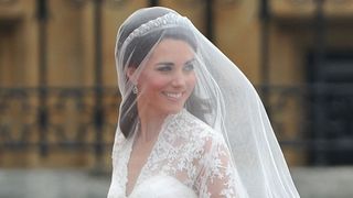 Catherine Middleton arrives for her wedding ceremony