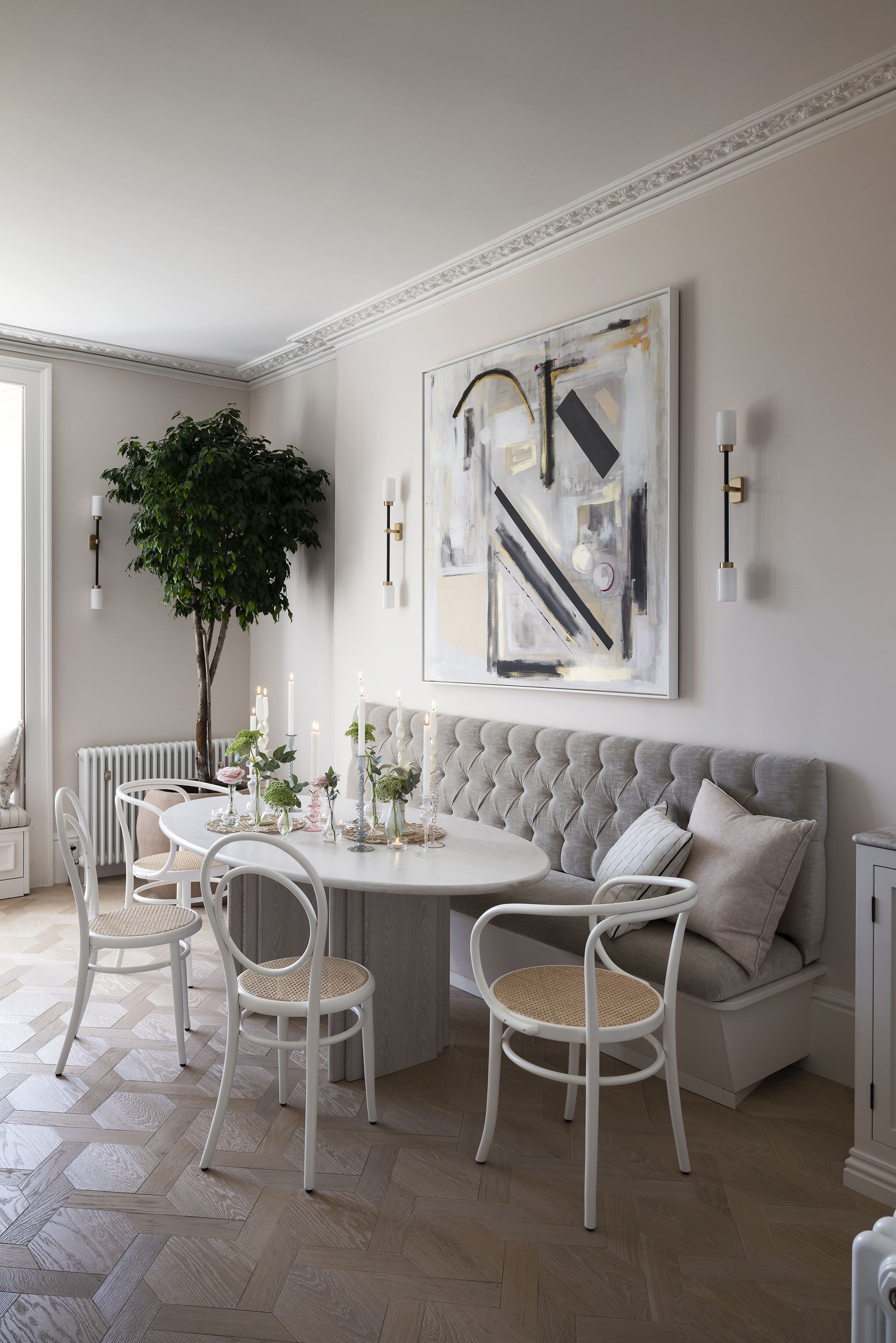 Indoor tree in a dining room