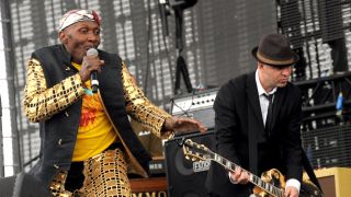 Jimmy Cliff and Tim Armstrong on stage at Coachella