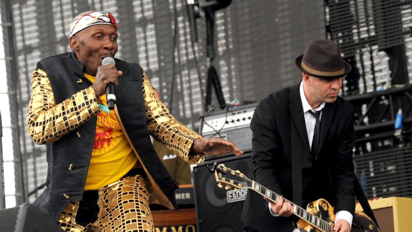Jimmy Cliff and Tim Armstrong on stage at Coachella