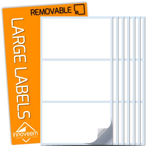Large Labels for Storage Boxes - 45 Pack Large Sticky Labels, Waterproof, Removable, Easy Peel Off, Self Adhesive, Multipurpose, White Stickers, 102 X 62mm, Ideal for Moving &amp;amp; Organizing by Innoveem