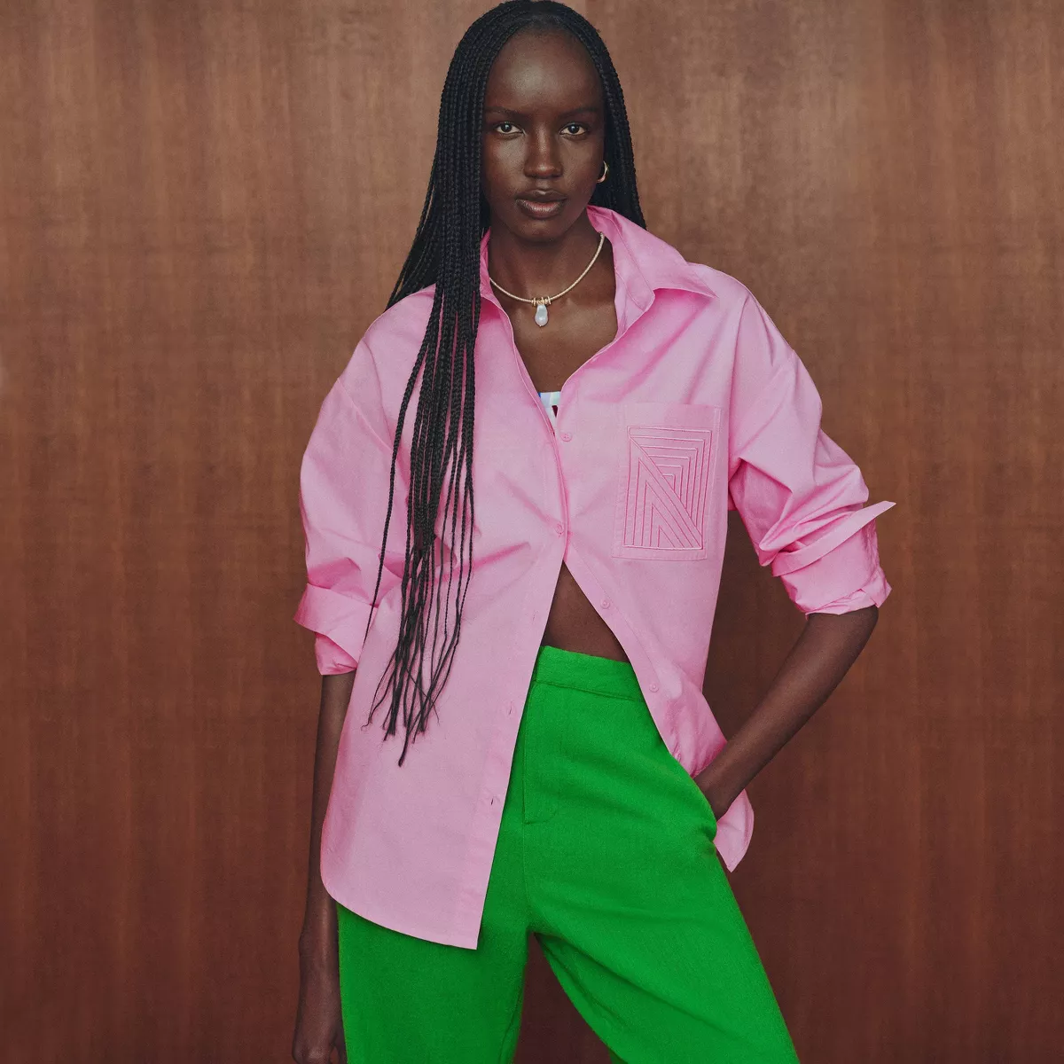 Women's Long Sleeve Oversized Poplin Button-Down Shirt- Rosie Assoulin X Target Pink Xs