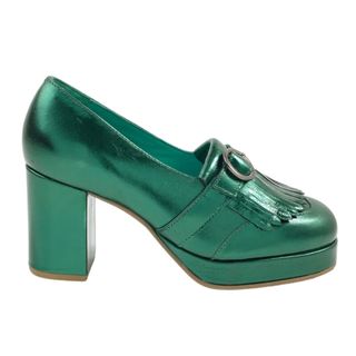 Toulouse Metallic Leather Platform Loafers - Green