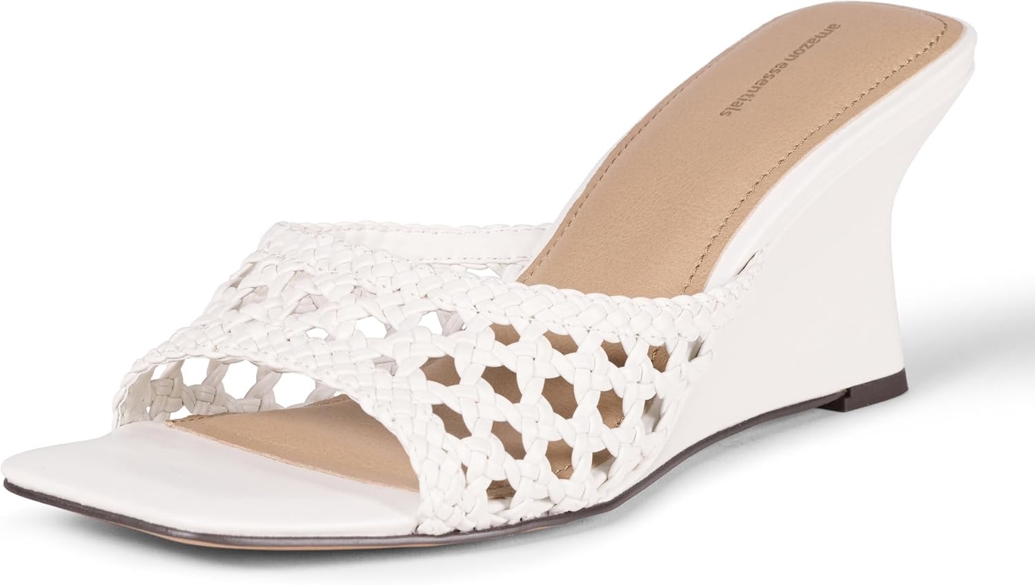 Amazon Essentials Women's Wedge Sandals, Off-White Cane Weave, 5.5
