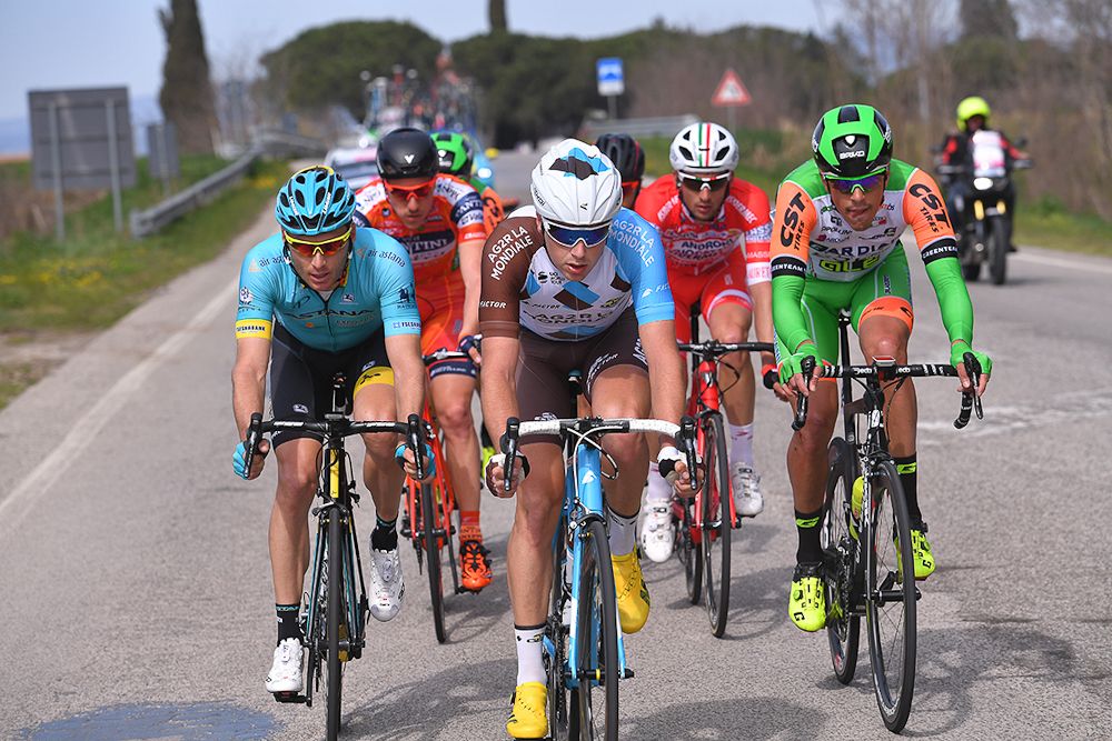 The breakway at work during stage 3 at Tirreno