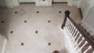 limestone flooring in grand hallway
