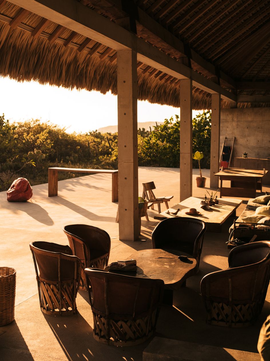 Like the architecture, the furniture within Casa Wabi also embraces the concept of wabi-sabi