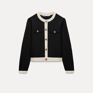 Zara Knit Jacket with Gold Buttons 