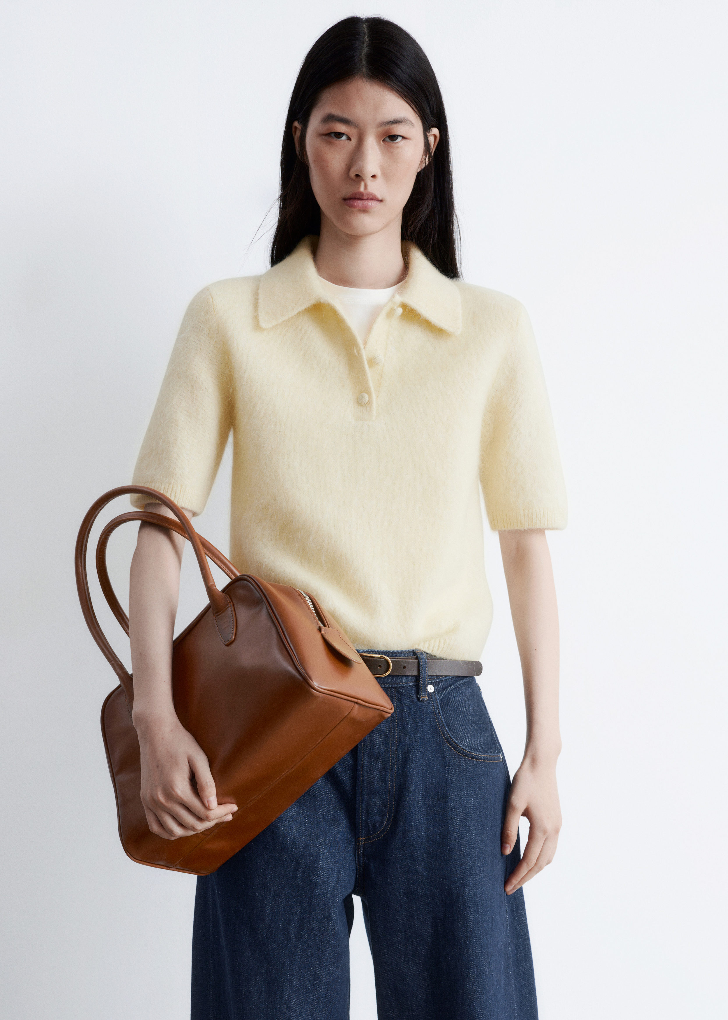 Brushed Knit Polo T-Shirt